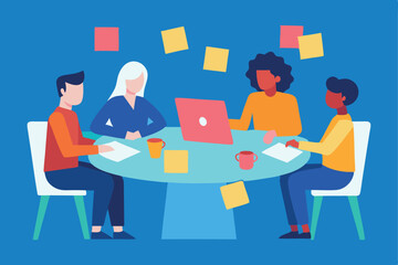 Business Networking Concept – Puzzle Pieces with Professionals, Clean Vector Illustration