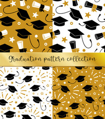 Graduation Seamless Pattern Set in Black and Gold