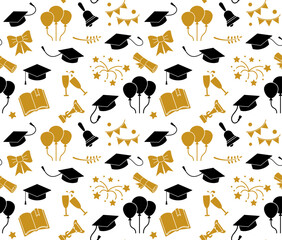 Graduation Seamless Vector Pattern in Black and Gold