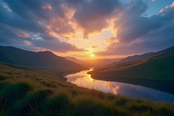 sunset in the mountains