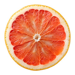 Wheel Slice of Grapefruit – Citrus Fruit Cross-Section on Pure White Background

