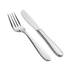 Elegant Stainless Steel Fork and Knife: Perfect Cutlery for Dining on transparent background