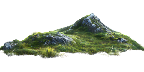Isolated Green Mountain Peak:  Nature Landscape Element for Game Design, Illustration, or Background