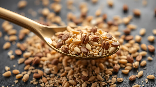 Closeup of carom seeds in spoon