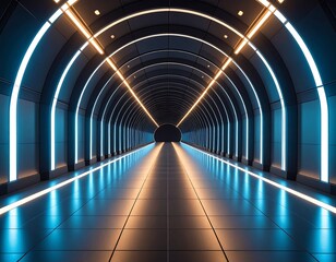 Naklejka premium Futuristic tunnel with vibrant lighting