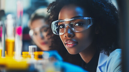 Scientists in a laboratory examining samples with focused attention