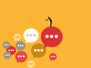 Idea businessman looks out of the speech bubble