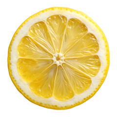 Wheel Slice of Lemon – Fresh Yellow Citrus Cross-Section on Pure White Background

