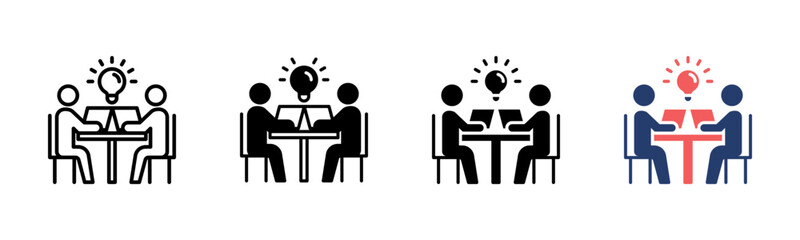 Brainstorming Team icon sheet multiple style collection