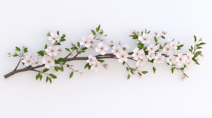 Obraz premium Spring blossom branch against white