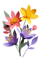 Flower crafted from crepe paper isolated on transparent background, PNG