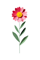 Flower crafted from crepe paper isolated on transparent background, PNG