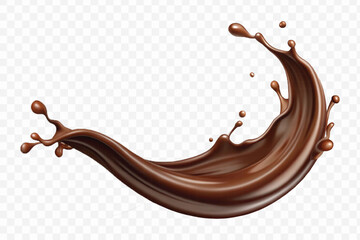 abstract 3d smooth liquid chocolate splash in different style isolated on transparent background