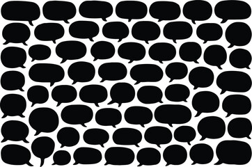 Many black speech bubbles pattern isolated on transparent background