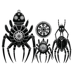 Fototapeta premium Digital Illustration of Four Distinct Spider Weber Variations Dog Illustration