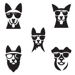 Dog with sunglass logo icon set vector illustration
