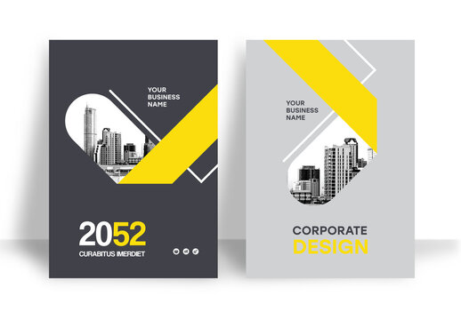 Business Report Cover Template &ndash;  Vibrant yellow   Geometric Layout (A4) 
