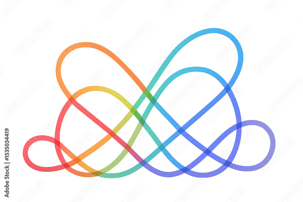 Poster colorful overlapping lines forming abstract shapes, ideal for creative projects on transparent backg