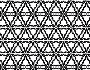 Black and White Islamic Geometric Floral Seamless Pattern