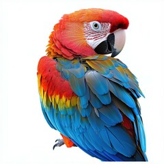 Obraz premium Colorful Parrot on White Background