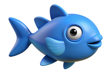 Obraz premium Cute Stylized Blue 3 D Rendered Fish Icon Simple Cartoon Design