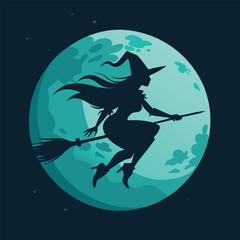 Cute Red Headed Cartoon Witch Illustration for Halloween or Fantasy Designs