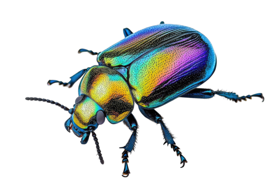 Vibrant iridescent beetle close-up