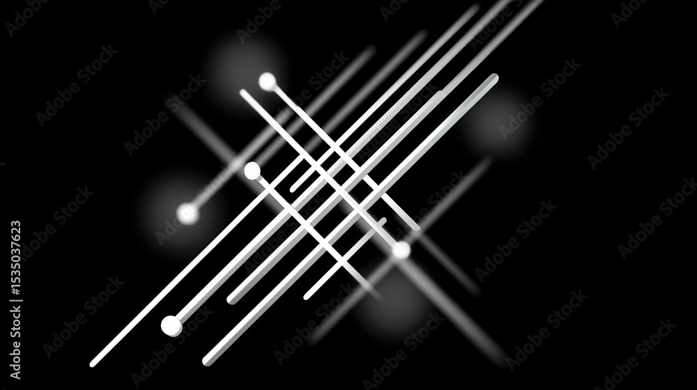 Poster abstract lines and dots create a dynamic monochromatic design.