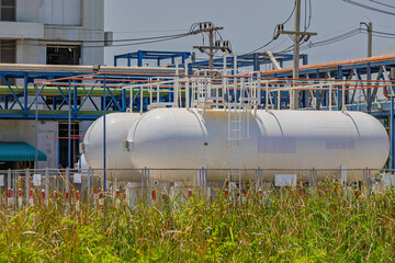 Storage tank of gas LPG in the horizontal white