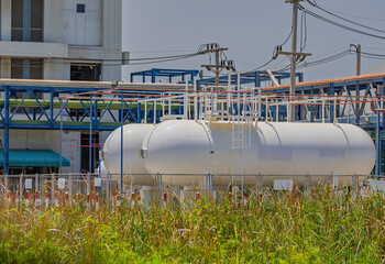 Storage tank of gas LPG in the horizontal white