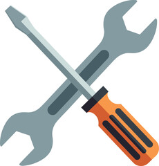 Crossed Wrench and Screwdriver Tools