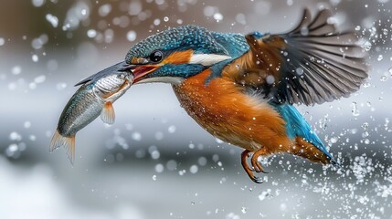 Bird Catching Fish