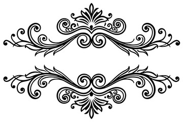 Baroque Inspired Divider in Vintage Line Drawing Style