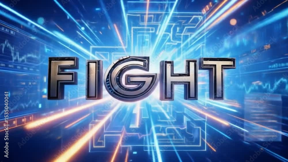 Poster dynamic fight graphic opener with digital data and technology background animation