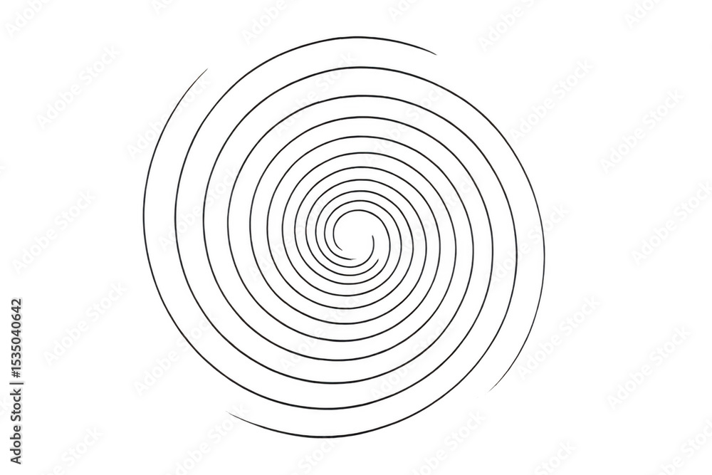 Poster thin black concentric circles creating a spiral shape over a transparent background, ideal for graph