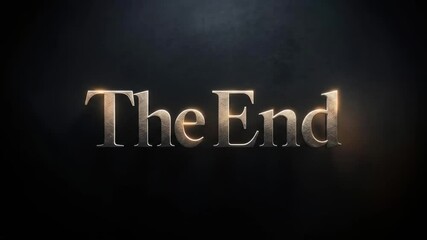 Elegant cinematic video animation of 'The End' text with subtle lighting effects