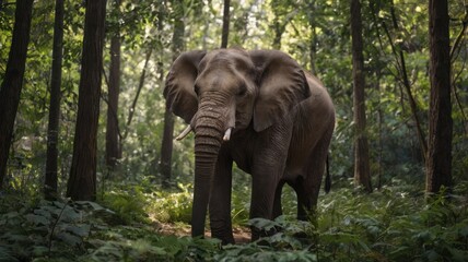 Fototapeta premium Elephant in a lush forest