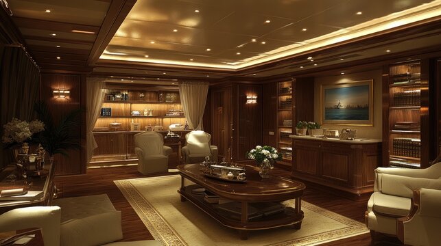 Luxurious, richly appointed interior living area.