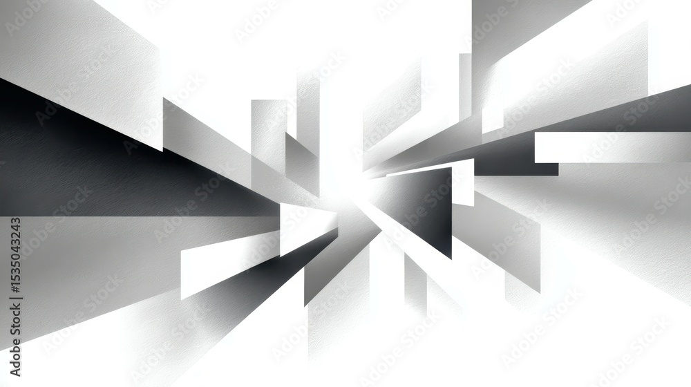 Poster abstract monochrome geometric pattern with dynamic light effects.