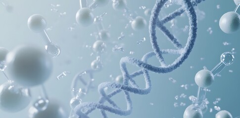 3D Render of DNA Double Helix – Biotechnology Concept Background, DNA Strand Structure – Genetics and Molecular Science Visualization, Futuristic DNA Helix – Genetic Engineering and Innovation





