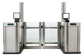 Modern automated entry gates for access control isolated with transparent background