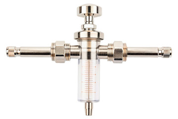 Sophisticated clear and metal laboratory instrument isolated with transparent background