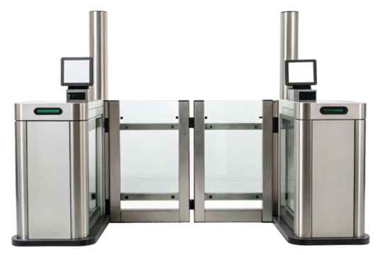 Modern automated entry gates for access control isolated with transparent background