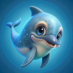 Adorable baby dolphin smiles happily. © Artistry