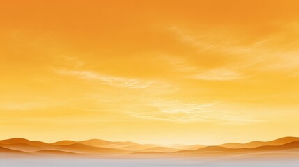 Fototapeta premium Serene desert landscape at sunset with warm orange hues and soft silhouette of hills.