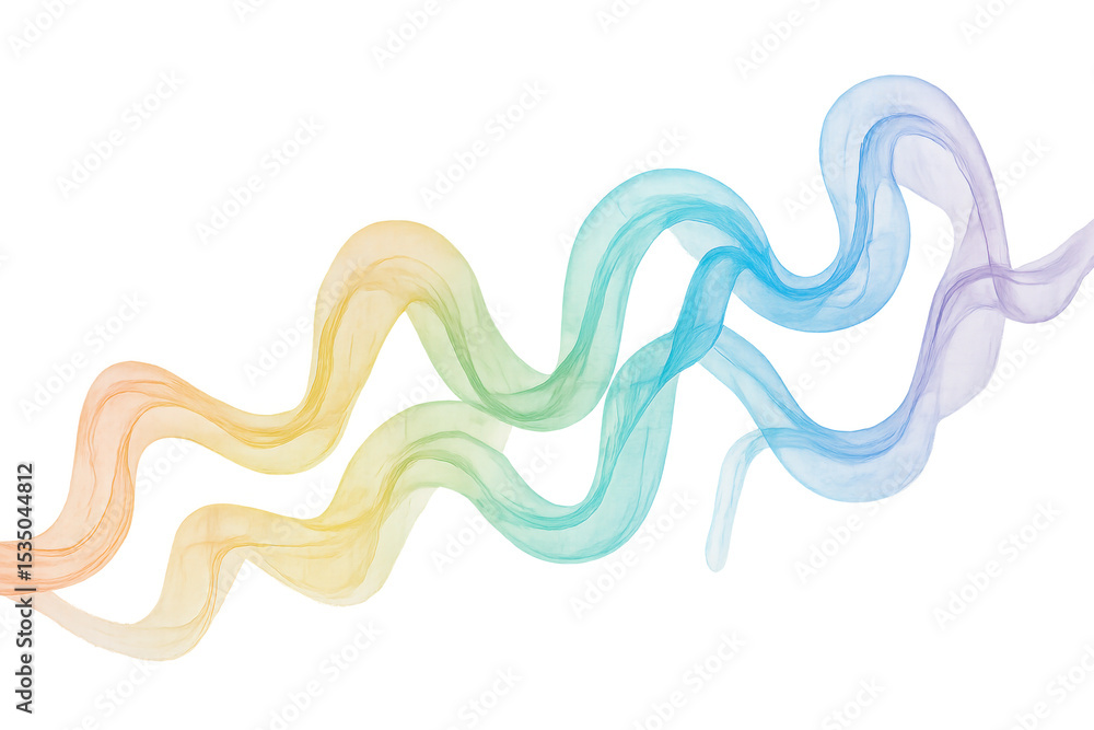 Poster dynamic colorful waves undulating across transparent surface, generating fluid, energetic design pat