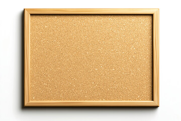 Empty corkboard with wooden frame, perfect for notes or decor, isolated on white background.
