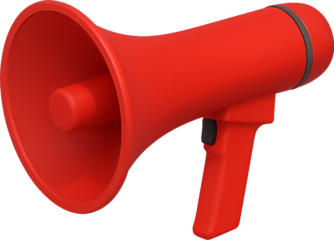 3D 스타일 붉은색 확성기 아이콘
