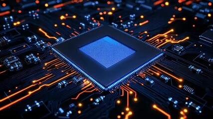 Glowing Central Processing Unit: Digital Core - Powered by Adobe