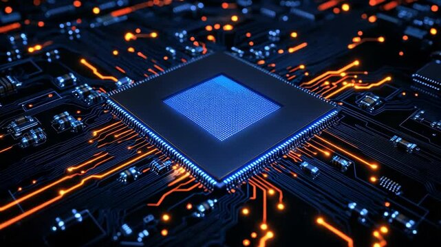 Glowing Central Processing Unit: Digital Core - Powered by Adobe